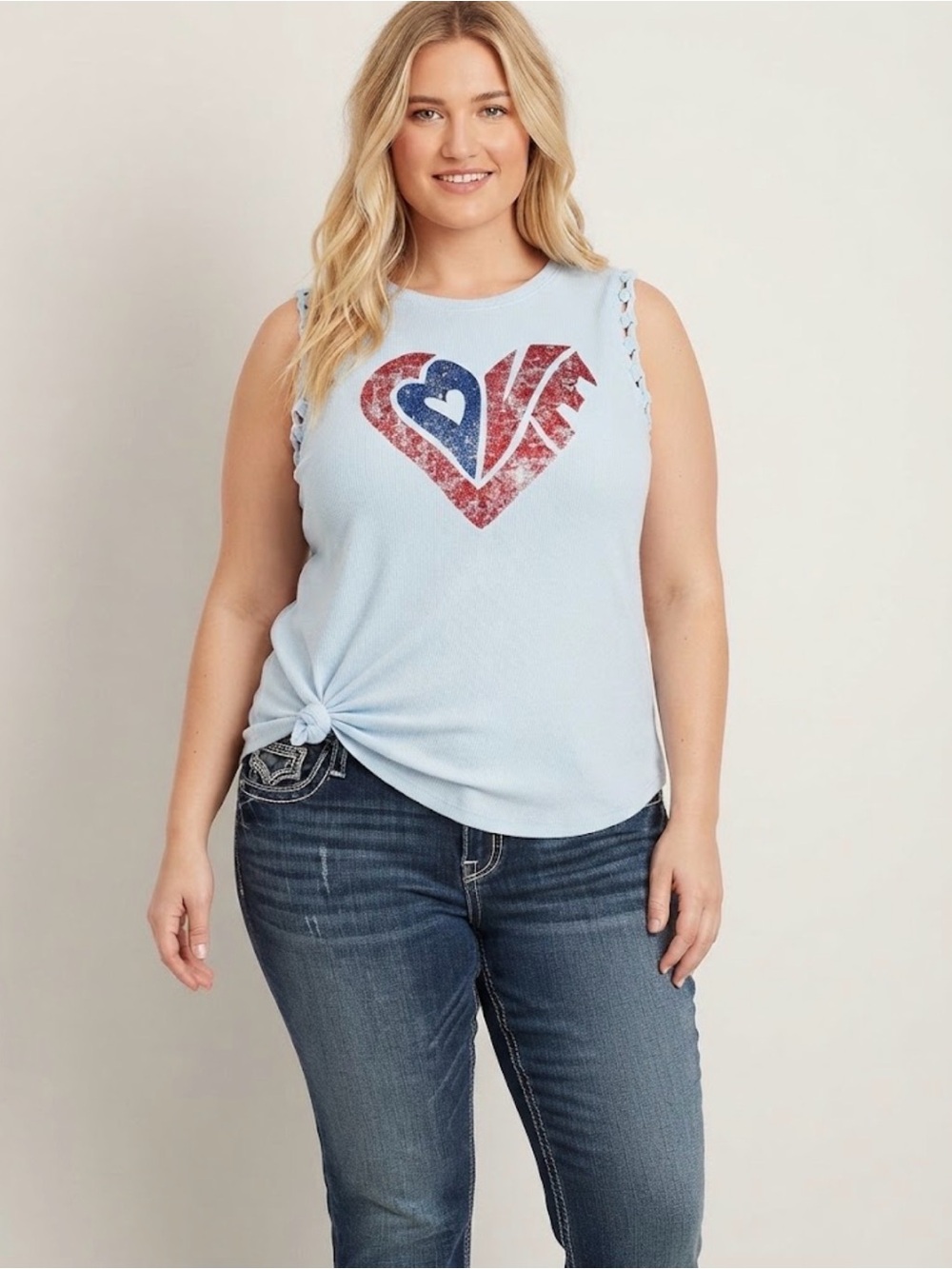 Maurice’s 3X Americana Love Heart Tank Top Boho Chic Casual